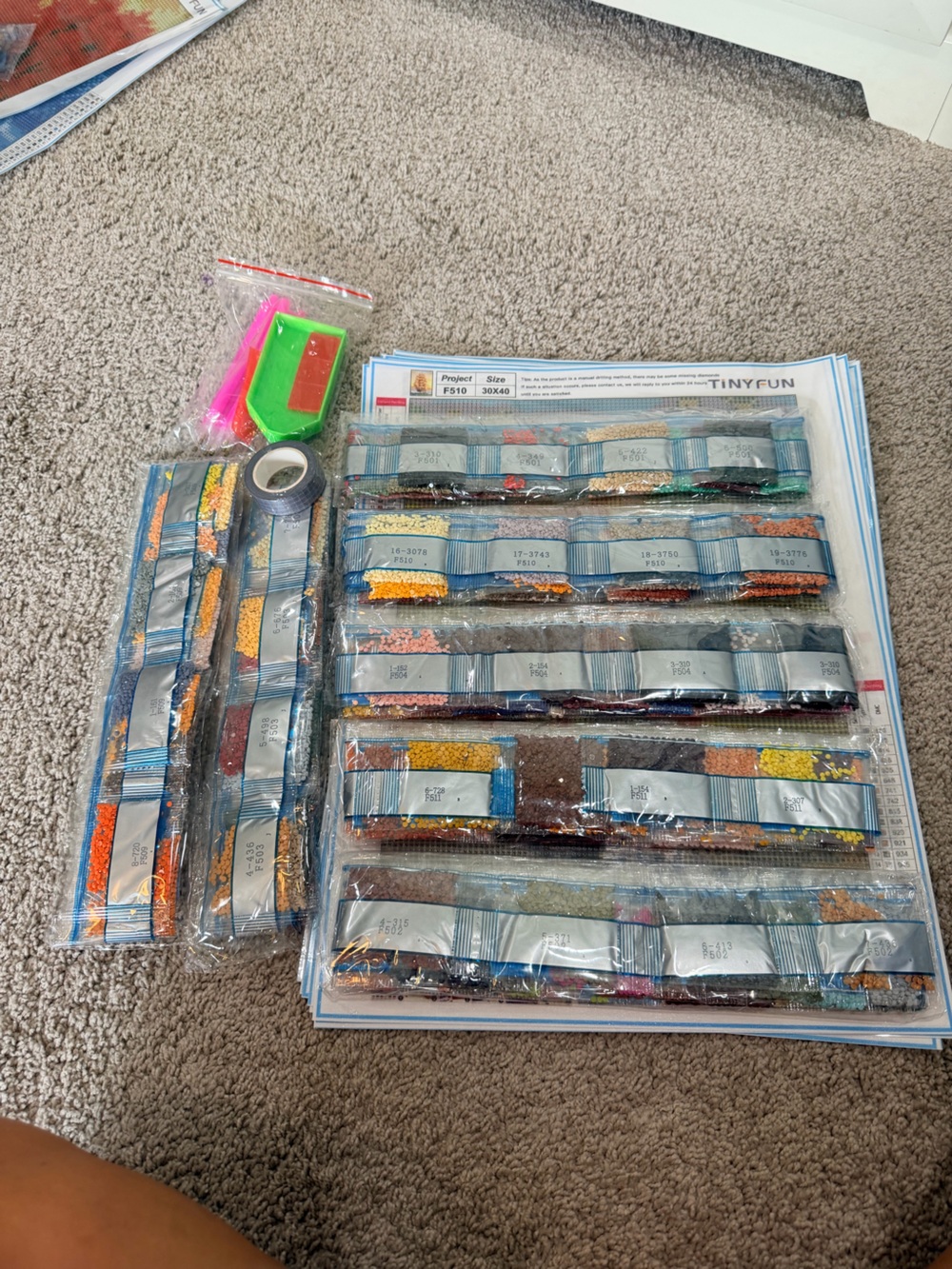 Diamond Painting Kit with Multi-Colored Resin Drills
